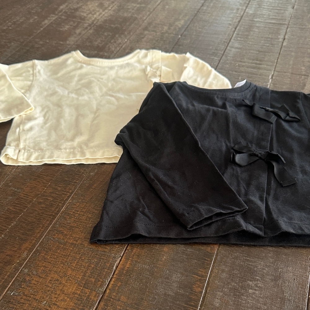 Zara Kids' Cream and Black Long Sleeve Tops
